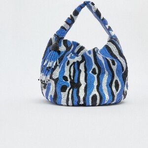 Zara Patterned Beaded Bag NWOT